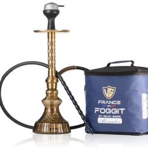 Alexander DIMD Hookah with Bag - Gold Stem / Grey Carafe Base