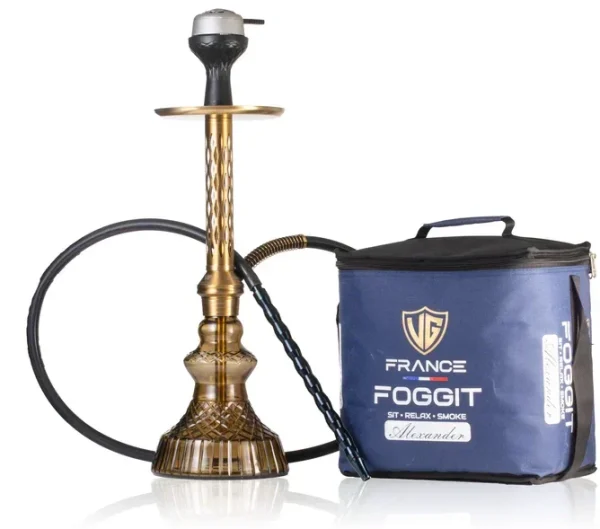 Alexander DIMD Hookah with Bag - Gold Stem / Grey Carafe Base