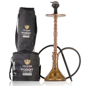 Sultan Orchan Hookah with 2 Bags - Bronze Stem / Brown Base