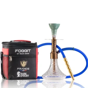 Dark Knight Slash Hookah with Bag - Bronze Stem / Transparent Base