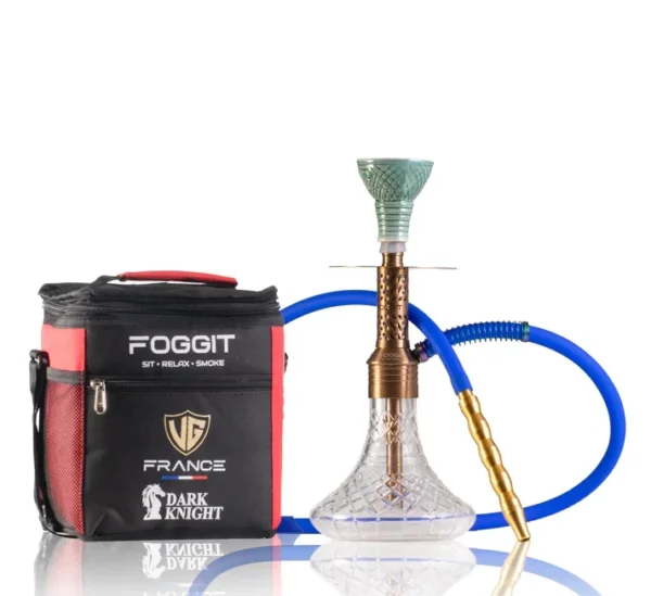 Dark Knight Slash Hookah with Bag - Bronze Stem / Transparent Base